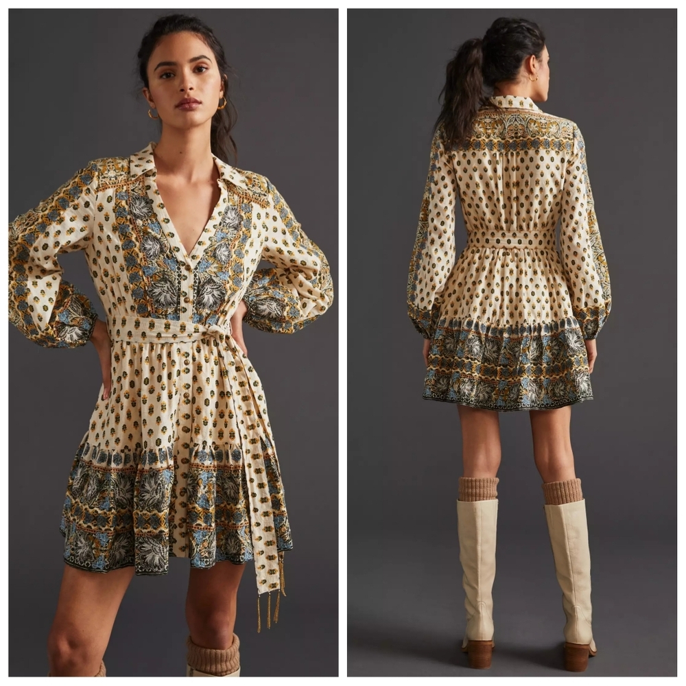 Anthropologie Floral Mini Dress | Multicolor | Size XS | Playful & Bewzy